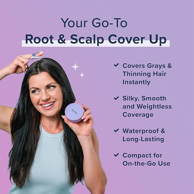 TRUHAIR Root & Scalp Cover Up Pressed Powder Compact, Waterproof, Weightless Hair Coverage & Bald Spot Concealing, Root Touch Up Hair Color for Gray Coverage & Thinning Areas, 0.35 Oz (Medium Brown)