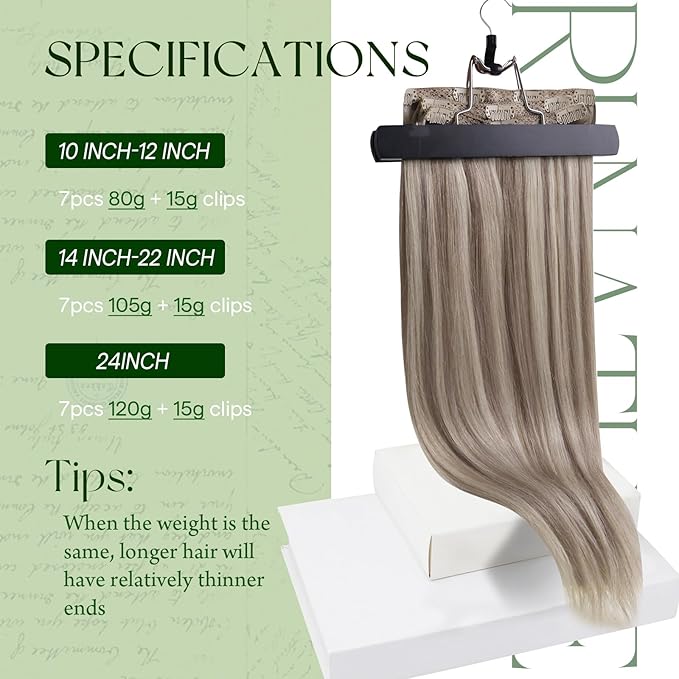 RUNATURE Clip in Hair Extensions Real Human Hair, Blonde Hair Extensions Clip Ins, Human Hair Clip in Extensions, Remy Natural Hair, Add Volume, 20 Inch 120g 7pcs #19P60 Grey Blonde Highlights