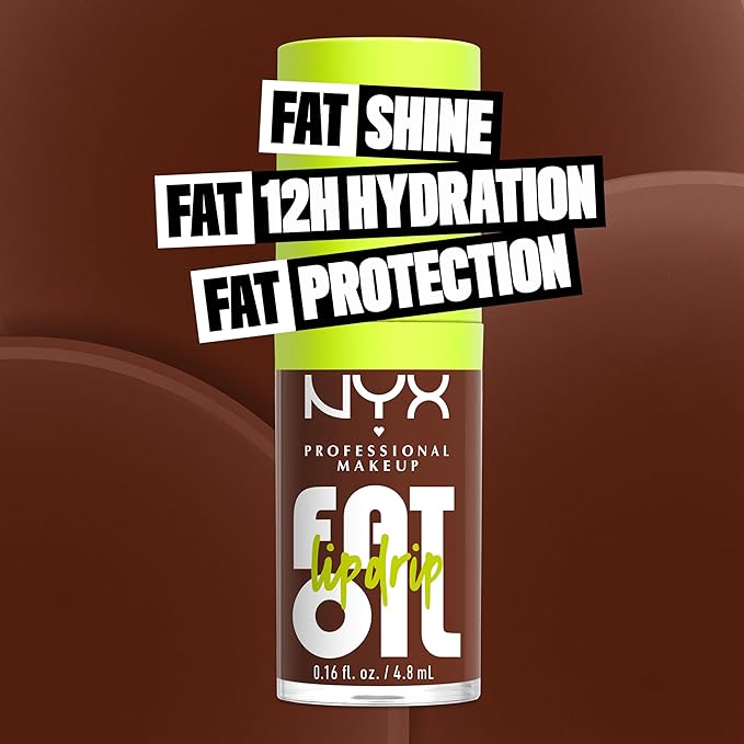 NYX PROFESSIONAL MAKEUP Fat Oil Lip Drip, Moisturizing, Shiny and Vegan Tinted Lip Gloss - Livin the Cream (Dusty Brown)