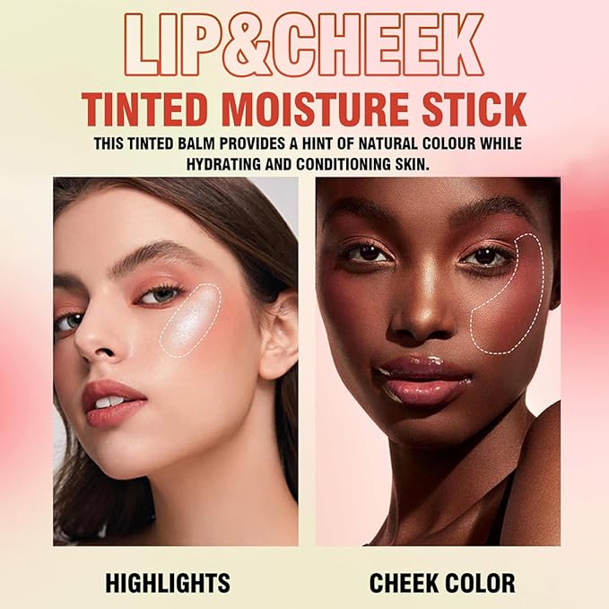 Multi-Use Makeup Blush Stick, Beauty Tinted Solid Blush Stick, 3-in-1 Cream Blush Stick for Cheek/Eyes/Lips, Waterproof Moisturizer Stick, Suitable for All Skin (06# Shine Orange)