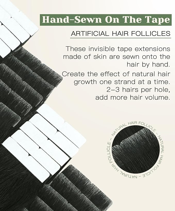 SURNEL Injected Invisible Tape in Hair Extensions Human 22 Inch Natural Black Invisi Edge Tape in Extensions 20 Pcs 50g(#1B,22)