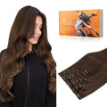 DOORES 24 Inch 120g Remy Hair Extensions Clip in Chocolate Brown Straight Clip in Human Hair Extensions Natural Hair Extensions Clip in Real Extensions 7pcs