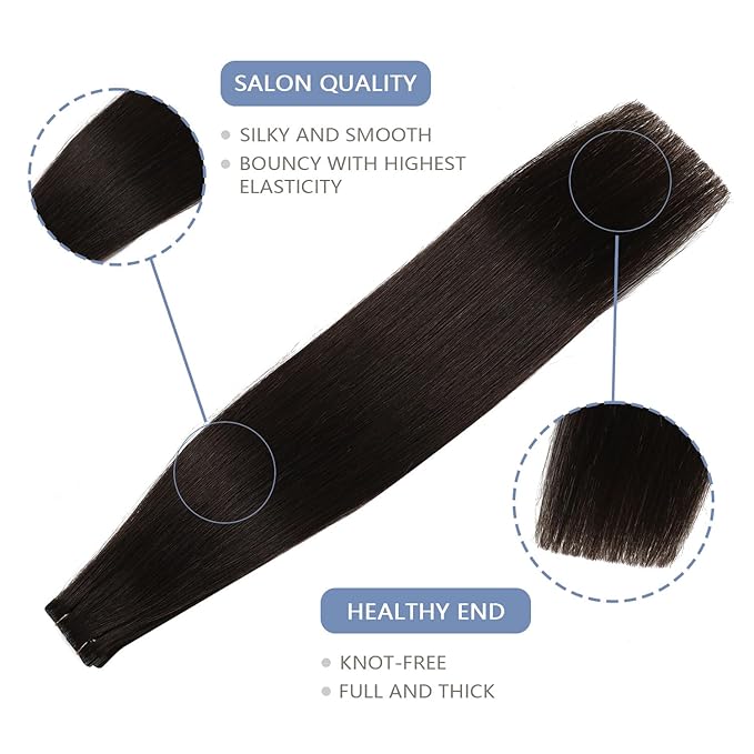COOKAYU Invisible Tape in Hair Extensions, Invisi Edge Human Hair Dark Brown 40g 20pcs 18Inch Seamless Tape in Human Hair Extensions Straight