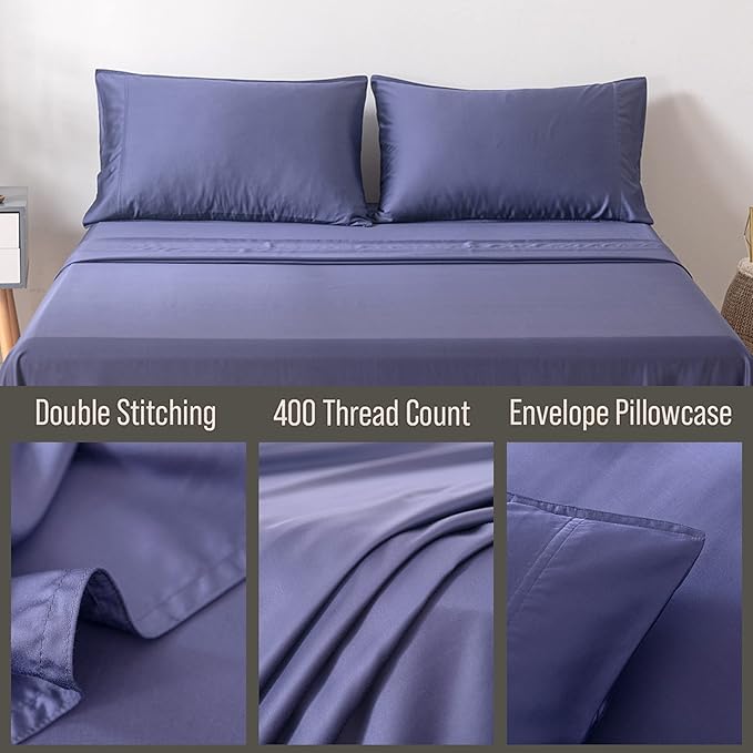 Bella Coterie | Luxury Bamboo Viscose King Size Pillowcase Set | 100% Organically Grown | Ultra Soft | Cooling | 2 Pcs [Twilight Blue]