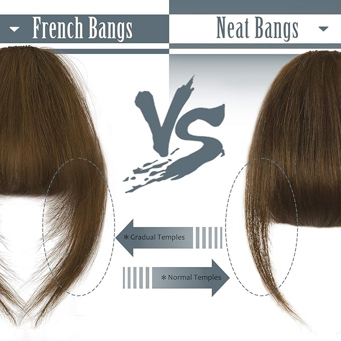 BARSDAR Real Human Hair Clip in Bangs - Human Hair Clip in Bangs for Women - Medium Brown Thick Bangs Extensions Fringe with Temples Real Hair Bangs Hairpieces - Medium Brown