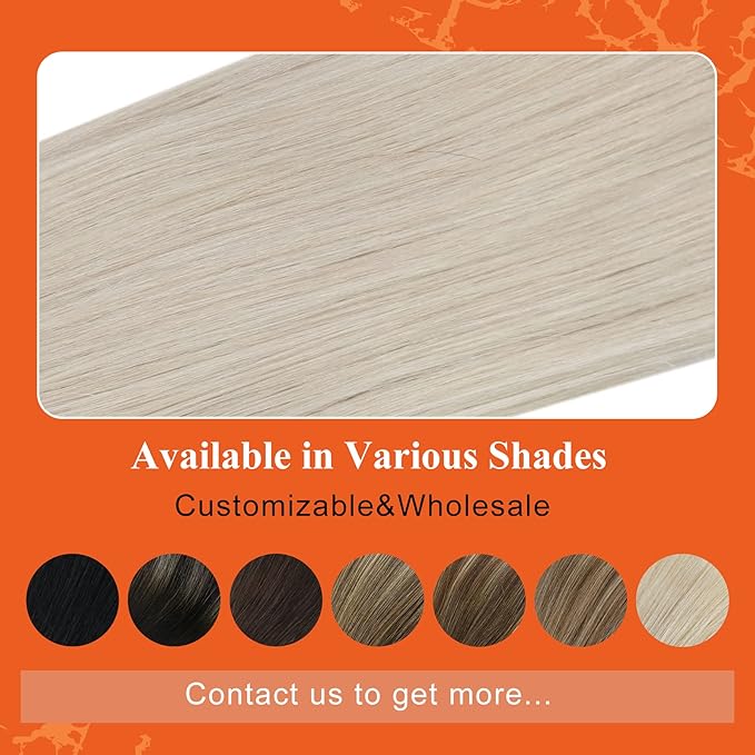 Full Shine Tape in Hair Extensions 20 Inch Color 1000 White Blonde Hair Extensions Real Human Hair Double Sided Tape ins Adhesive 20Pcs 50Grams Long Straight Natural