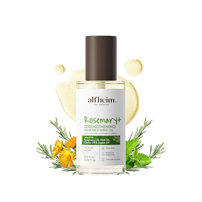 ALFHEIM Rosemary+ Pre-Wash Scalp Oil – Purifying Hair Oil – Hair Treatment and Scalp Clarifying Oil Made with Rosemary Extract – Lightweight Smoothing & Balancing Treatment – Silicone Free – 3.38 oz