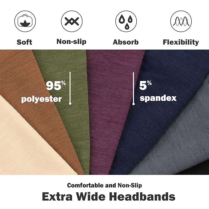 IVARYSS Extra Wide Headbands for Women Non-Slip, 7'' Large Twist Knotted Stretchy Wraps Head Bands Hair Accessories, 4 Pack, Neutral Color