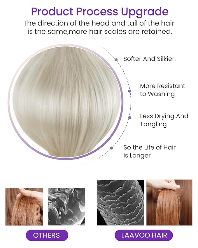 LaaVoo Hair Extensions Tape in Platinum Blonde Tapes in Extensions 22 Inch Invisible Tape ins Human Hair Extensions Real Seamless Hair 20pcs 50g
