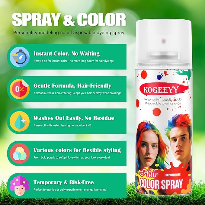 Christmas White Hair Spray Color Temporary Hair Color Spray for Kids Women Men, Washable Temporary White Hair Dye Paint, Hair Color Wax for Halloween Cosplay Festival Party Costume Makeup DIY, 4.06 oz