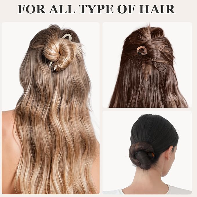 Sunolga 3pcs Prestige French Hair Pins for Women, 4.38" Large, Serrated Anti-Slip Design, Curved Shape for Better Head Fit, Coquette Elegant Hair Accessories for Updos, Chignon, Bun Hairstyles