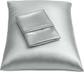 BLISSFORD Satin Pillowcase with Zipper, for Hair and Skin Care, Feels Soft and Cool Like a Silk Pillowcase, Satin Pillow Cases 2 Pack, Slik Pillow Cover, Silver Grey - King Size, Set of 2
