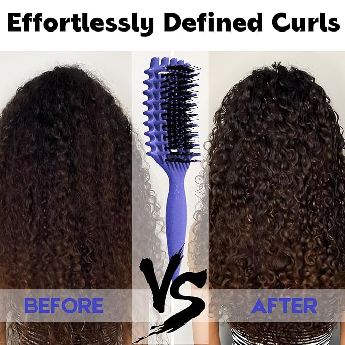 Curly Hair Brush Candybrush Curl Defining Brush for Detangling Shaping and Defining Curls for Women, Men, Wet & Dry Hair (Purple)