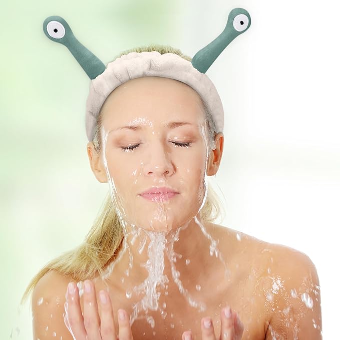 Jowmoy Cute white Snail Headband, to Wash Face for Women Makeup Shower Spa Headband