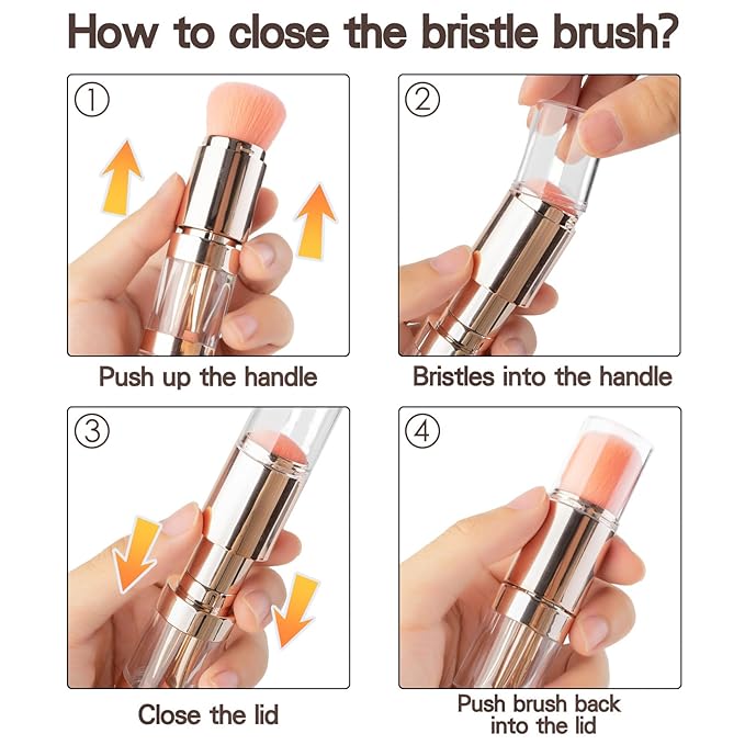 kullder 5-in-1 Makeup Brush Travel Makeup Brush set Dual Ended Mini Makeup Brush Pen Foundation Powder Concealer Shadow Blush Makeup Brushes with 2 Sponge Puff Womens Gift Idea for Beauty Lover