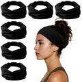 Headbands for Women, Wide Elastic Head Bands, Non-Slip Thick Hair Bands, Sports Stretchy Sweat Bands, Large Knotted Soft Headband for Washing Face, Makeup, Workout, Spa, Fashion, 6-Pack Black
