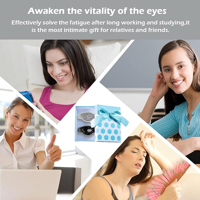 Permotary 2PCS Gel Eye Mask Reusable Hot Cold Compress Pack Eye Therapy,Therapeutic Gel Eye Spa Pad for Puffiness/Dark Circles/Eye Bags/Dry Eyes/Headaches/Migraines/Stress Relief-Gray&Black