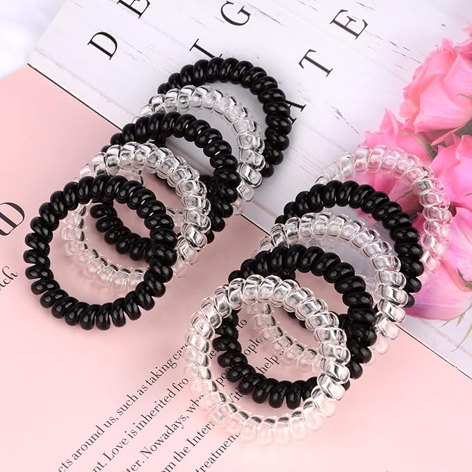 JessLab Spiral Hair Ties for Women, 10-Pack Traceless No-Damage Ponytail Holders, Coils Hair Bands for Girls, Assorted Colors