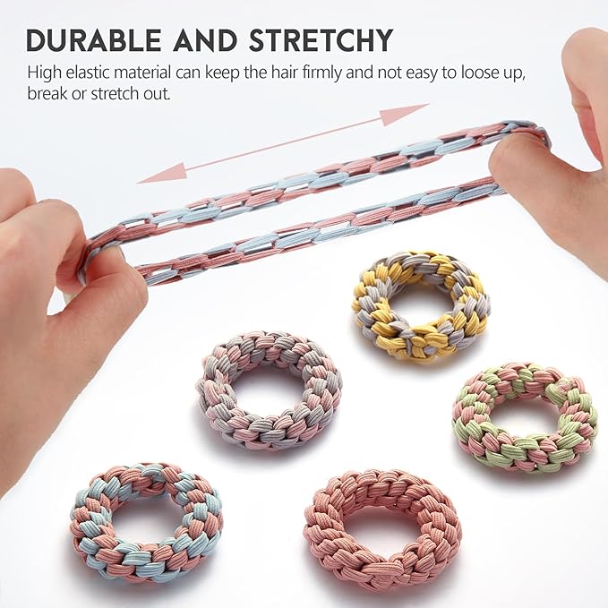Youxuan Elastic Hair Ties for Women - No Damage, No Slip, No Pull Hair Bands - Comfortable Handmade Braided Polybands for Girls - 10-Pack Morandi Color Polyester Scrunchies