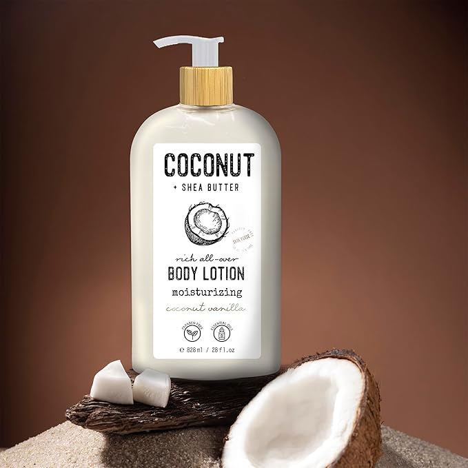 Skin Verse Body Lotion, Goat Milk, Almond Oil Body Lotion, Softening, Almond Vanilla, Coconut, Shea Butter Body Lotion, Moisturizing, Coconut Vanilla, 28 fl. oz. | Home and Body Co