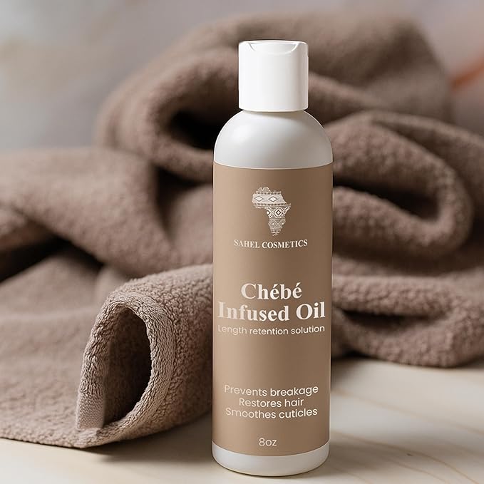 Sahel cosmetics Chebe Infused Oil, Natural Hair Strengthening Nourishment to minimize breakage and promote length retention (4 oz)