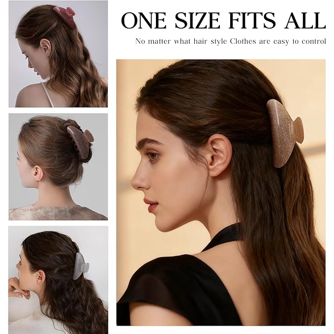 4 Pack Large Acrylic Hair Claw Clips for Women, Cute Shiny Glitter Claw Clips for Thick Hair, Strong Hold Non-Slip Barrettes Clips Ideal Gift for Girls