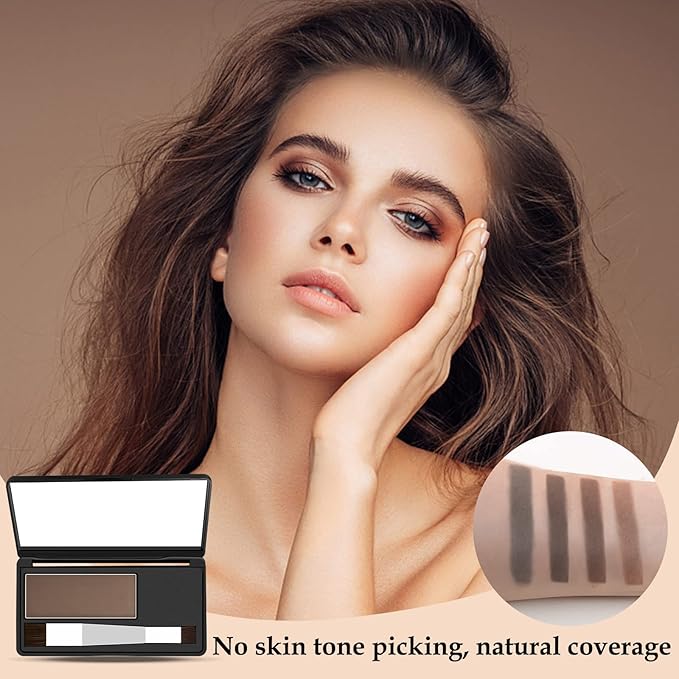 Boobeen Hair Shadow Powder Kit, Roots Touch-Up Powder Cover Hair Color, Temporary Concealer with Brush for Gray Root