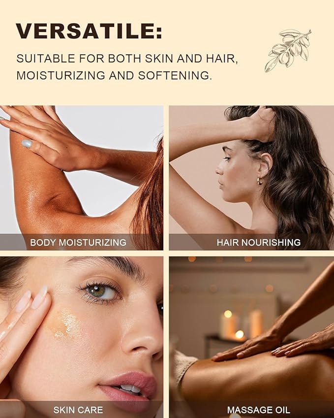 Argan Oil for Hair, Pure and Natural Morocco Argan Oil, Argon Oil For Hair, Scalp, Face & Skin Care, 100% Cold Pressed Hair Conditioner, Unrefined Argon Nails Carrier Oil (8 Fl Oz)