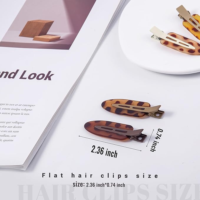 10 Pcs Creaseless No Crease No Bend Flat Hair Clips For Styling Non Slip Makeup Clips For Women Salon Hairstyle,Tortoiseshell