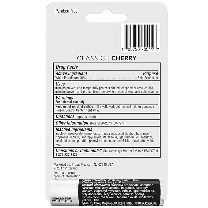 ChapStick Cherry Lip Balm 4-Pack + 1 Original ChapStick, Lip Moisturizer, 0.15 Oz Ea (5 Piece Set)