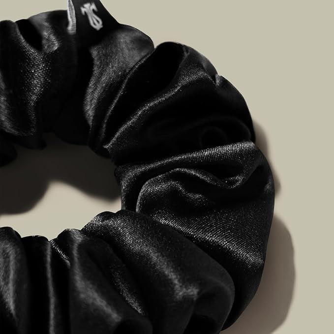 LILYSILK Silk Hair Scrunchies/Ties for Frizz & Breakage Prevention, 100% Mulberry, No Damage, Elastic ponytail Holders, 2Pc, Black&Light Coffee
