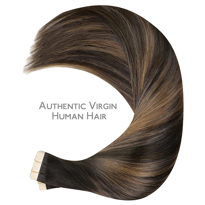 WENNALIFE Tape in Hair Extensions Human Hair, 40pcs 100g 20 inch Balayage Dark Brown Mixed Chestnut Brown Hair Extensions Real Human Hair Straight Tape in Extensions Invisible Human Hair Extensions