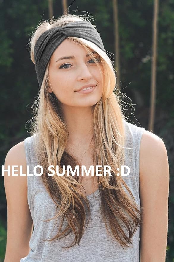 Tobeffect Non Slip Headbands for Short Hair - Yoga, Workout, Running Sport Elastic Hair Bands, Twist Turban Wrap for Girls