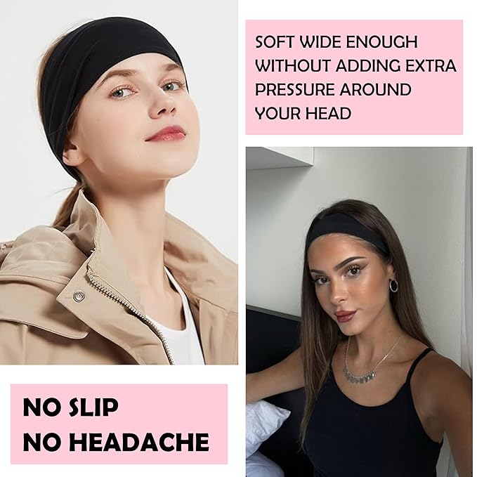 Multicolor Headbands Pack - 08 Elastic, Trendy Boho Headbands for Women, Girls, Exercise & Yoga (Spring)
