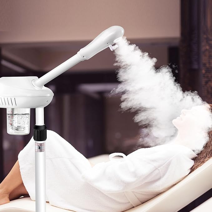 Professional Facial Steamer, Face Steamer on Wheels, SPA Ozone Steamer, Standing Face Steamer for Spa, Salon and at Home Use