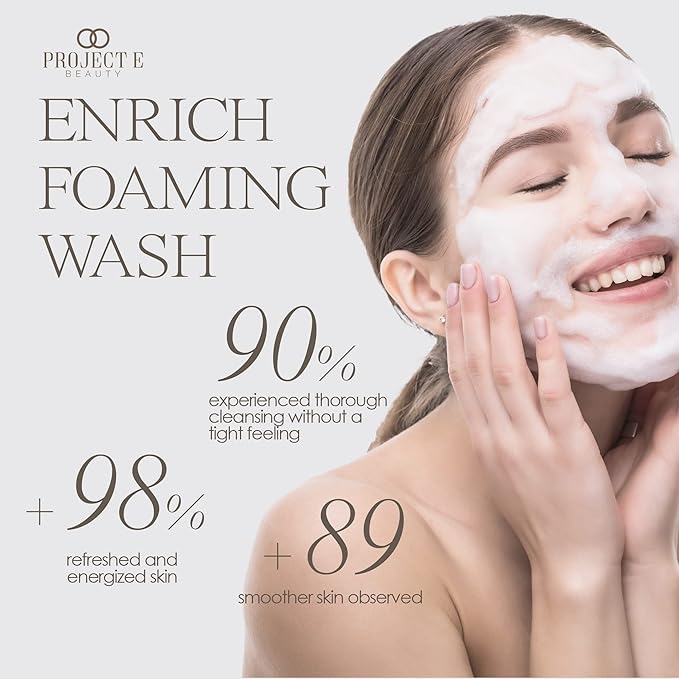 Project E Beauty Enrich Foaming Wash Gentle Cleansing | Moisturizing Daily Face Cleanser | Removes Dirt & Excess Oil | Brightens Skin | Hydrating Formulation | Clear & Smooth Skin | 150ml