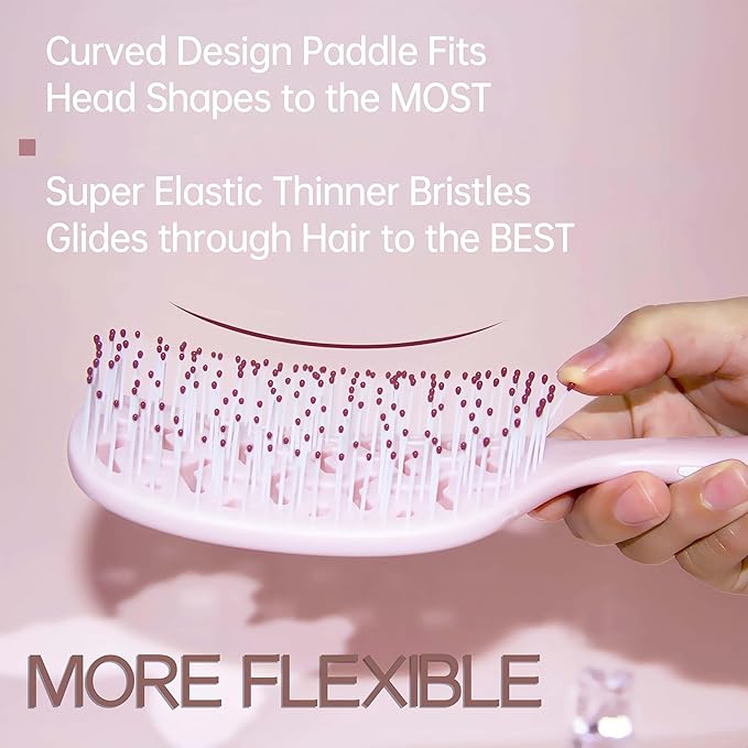 Vented Hair Brush for Women, Detangler Brush with Hollow-back for Quicker Blow Drying Full Sized, Hair Dryer Brush for Hurt-Free Detangling on All Hair Vibes, Pink, 1 Pack