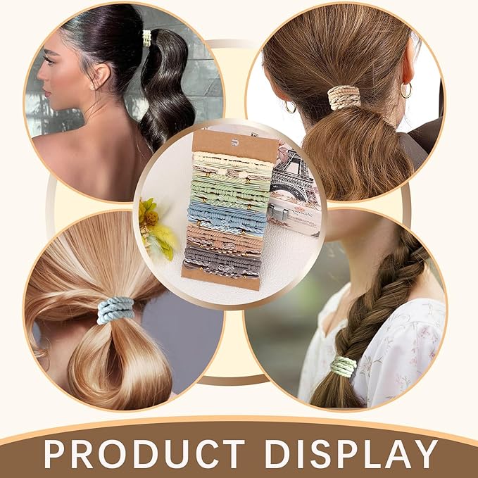 Boho hiar ties 25pcs Cute Bracelets for Thin and Thick Hair, Hair Accessories for girl or Women,Soft Dual-Use No-Damage Ties, Elastic bands，ponytail holders fo Mother's Valentine's Christmas day gift.