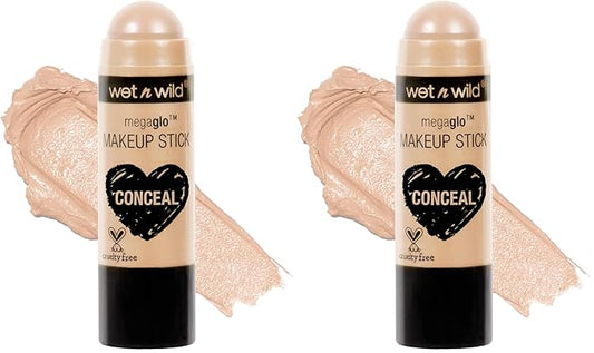 wet n wild MegaGlo Makeup Stick, Buildable Color, Versatile Use, Cruelty-Free & Vegan - Nude For Thought (Pack of 2)