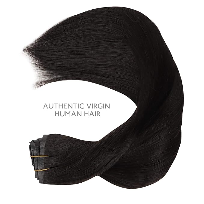 WENNALIFE Seamless Clip In Hair Extensions Human Hair, 12 Inch 80g 7pcs Natural Black Real Hair Extensions Clip in Human Hair Invisible PU Skin Weft Natural Remy Hair