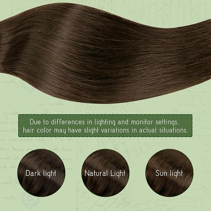RUNATURE Clip in Hair Extensions Real Human Hair, Remy Natural Hair Extensions for Women, Double Weft Human Hair Clip in Extensions Straight 12 Inch 80g 7pcs #4 Meidum Brown