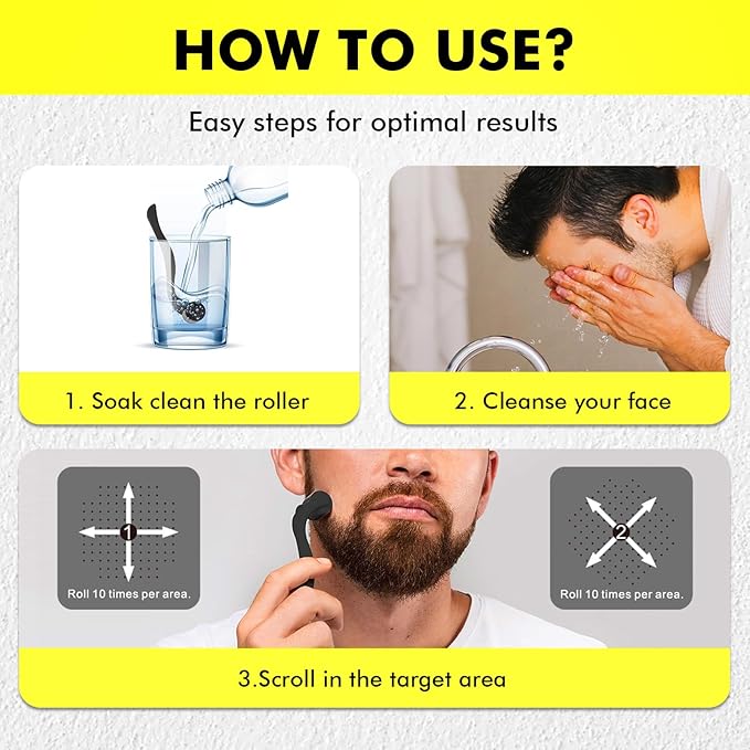 Titanium Derma Roller with 540 Needles for Face, Beard & Hair – Gentle Massage Roller for Daily Skincare Routine – Suitable for Men & Women (0.3 mm)