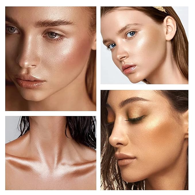 Shimmer Body Luminizer 5 Color Waterproof Smooth Face Body Glow Illuminator Non-sticky Liquid Body Highlight Illuminator for Face & Body & Leg (80 ML, 02 Gold)