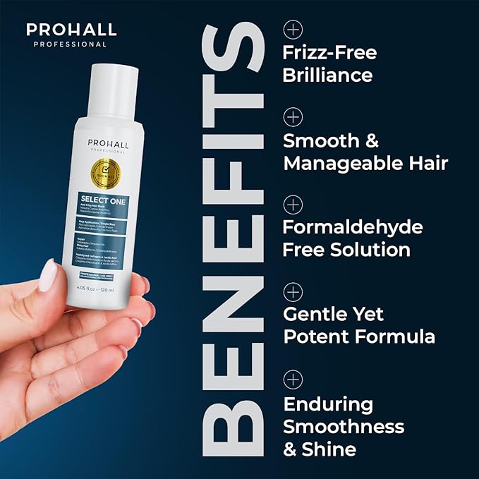 Brazilian Keratin Treatment Blowout Complex-PROHALL SELECT ONE 4.05 oz-Formaldehyde Free Keratin Hair Treatment-Queratina Brasileña Keratina Para Alisar el Pelo Sin Formol-Pack of 2