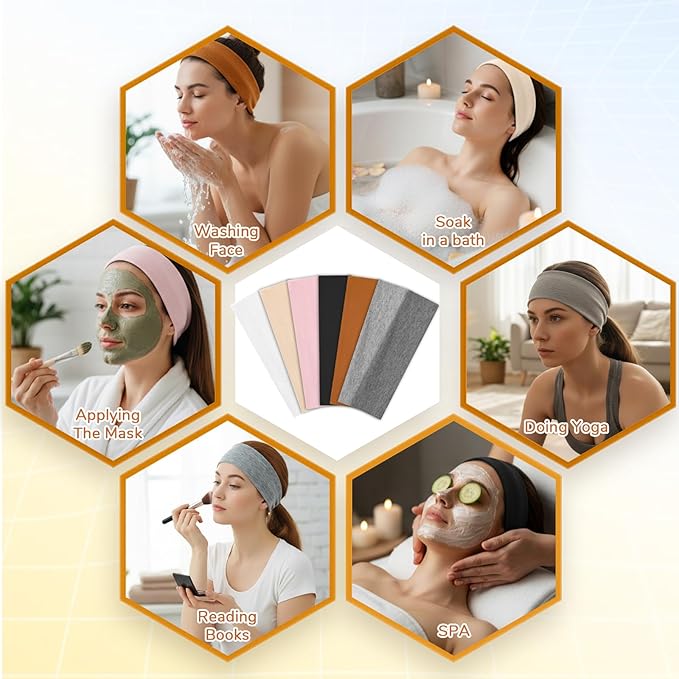 Thick Headbands for Women, 8 Pcs Non Slip Sports Elastic Head Bands for Women's Hair Soft Fabric Headbands Cotton Cloth Hair Bands Accessories for Washing Face Workouts Yoga Skincare Daily Use