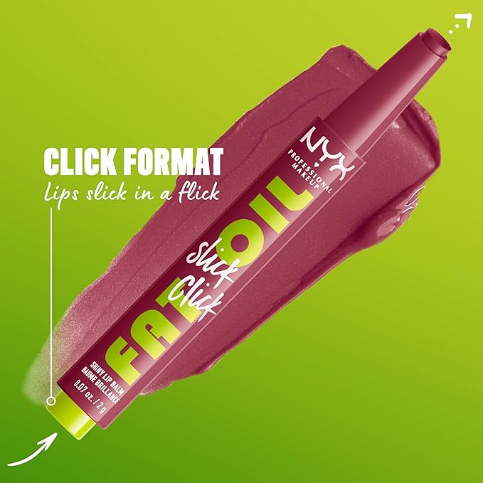NYX PROFESSIONAL MAKEUP Fat Oil Slick Click, Lightweight, Buildable, Pigmented Vegan Lip Balm - Thats Major