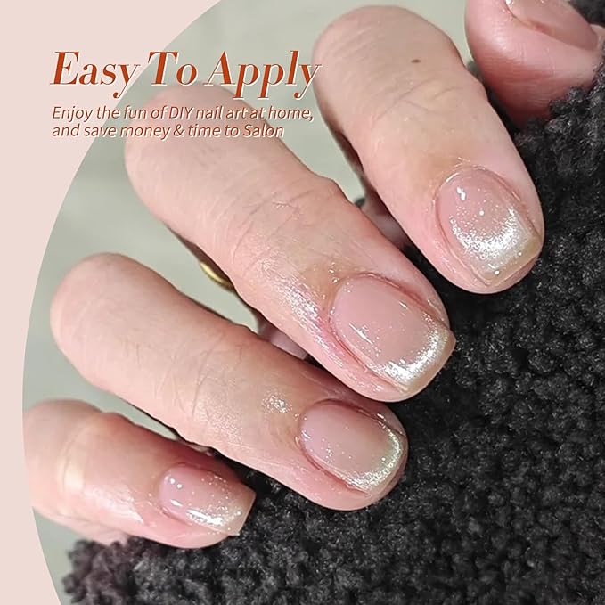 Born Pretty Gel Nail Polish Nude Pink Series,Jelly Transparent,Cat Magnetic Eye,Shimmer Glitter Holographic Nude Pink Gel Polish Kit for Salon Manicure and Nail Art DIY at Home 6Colors