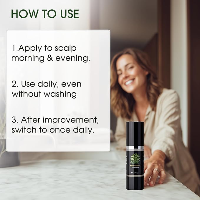 Kelp Vital Hair Growth Serum for Thinning Hair, Daily Scalp Care, Plant-Based Ingredients, Lightweight Non-Greasy, Follicle-Nourishing, Hair Thickening Treatment For Women & Men, 30 mL Airless Pump