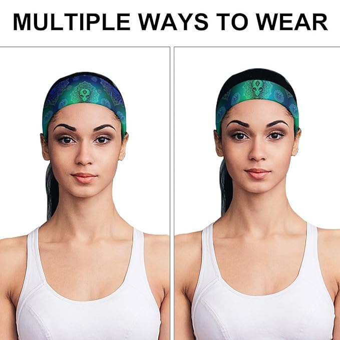 Cool Alien And Triangle in Lotus Art Sweatbands Sports Headband for Men & Women Hairband for Running, Cycling, Yoga, Spa