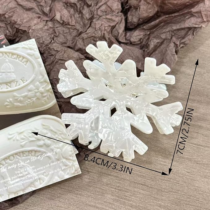 Snowflake Hair Clips for Women, Christmas Hair Claw Clips White Snowflake Strong Hold Large Hair Jaw Clips Cute Non-slip Winter Hair Barrettes Strong Hold Christmas Party Hair Accessories Decorations